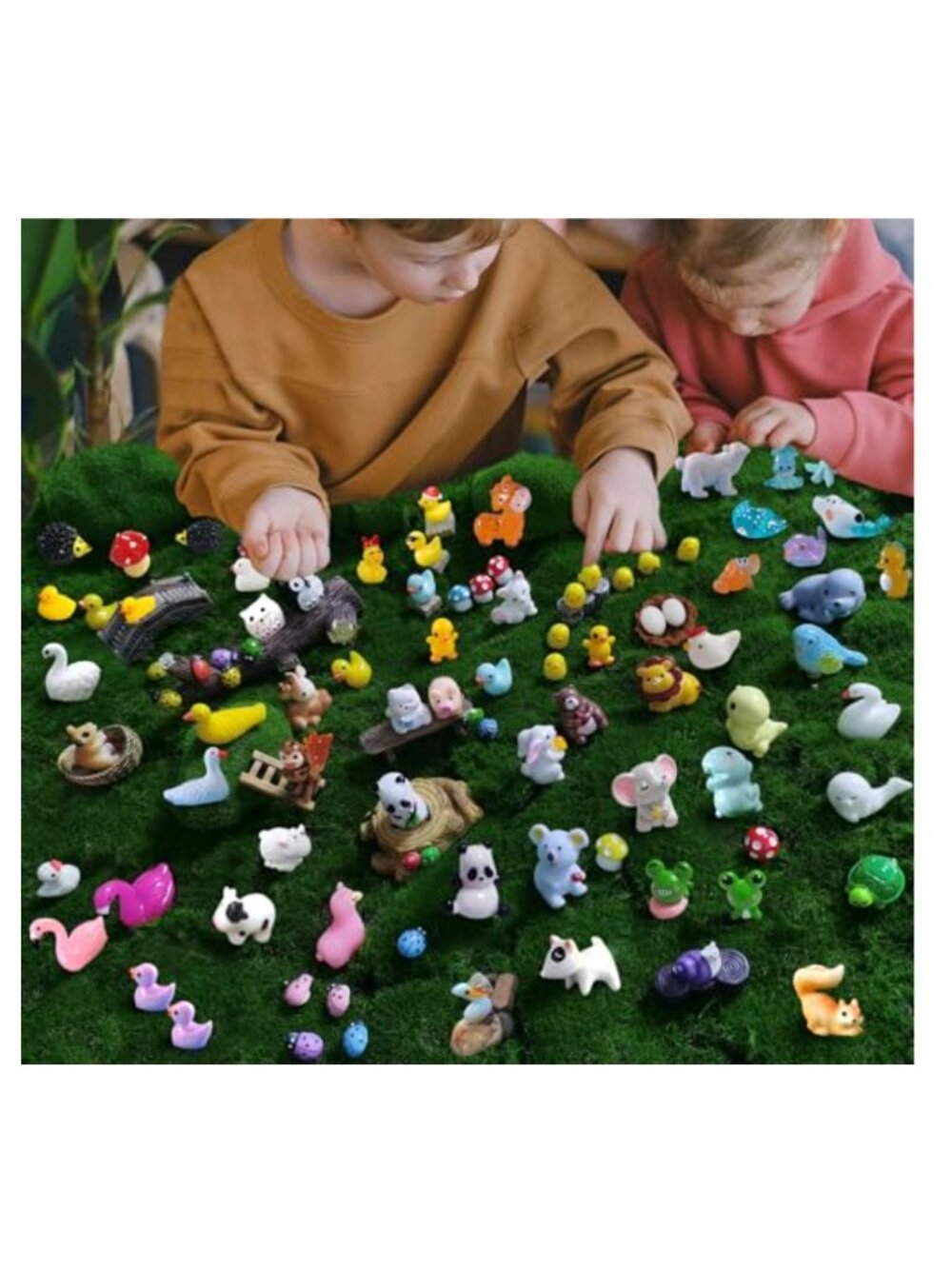 100 Mini Resin Animal Figurines Blind Bag Dollhouse Garden Decor